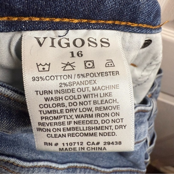 Vigoss Blue Skinny Strech Jeans with Distressed Details Size 16 GUC - Picture 7 of 7